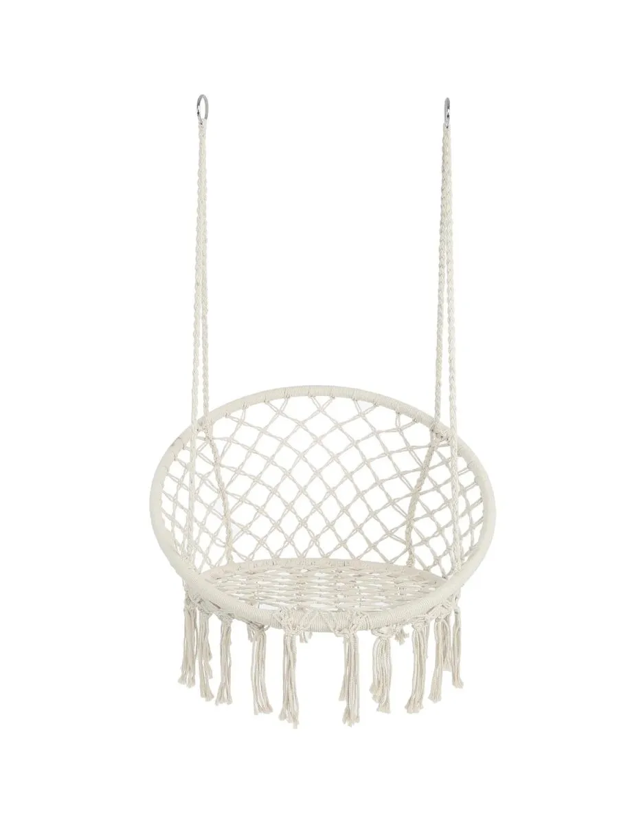 Boss Handmade Rope Knitted Macrame Hanging Swing Chair - Beige