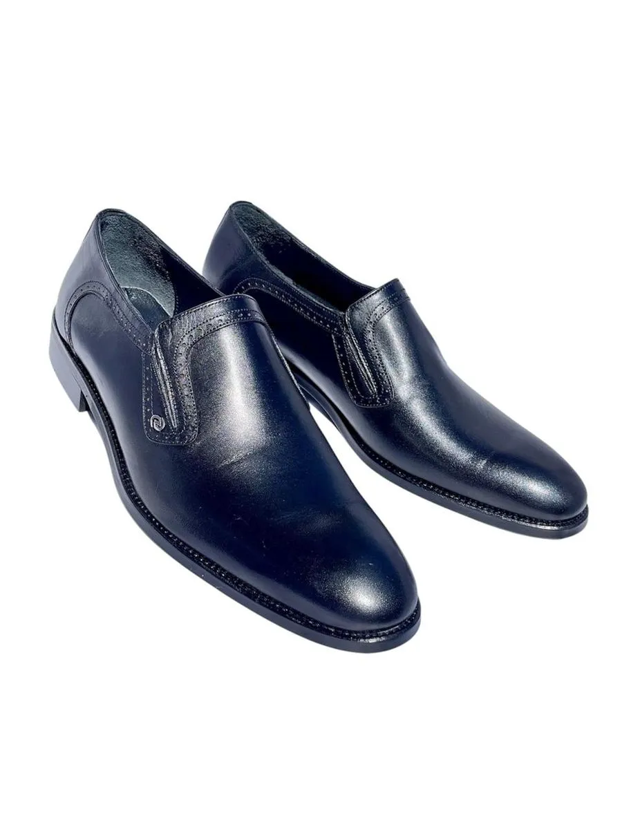 Men's Heritage Black Leather Plain-Toe Slip-On Formal Dress Shoes