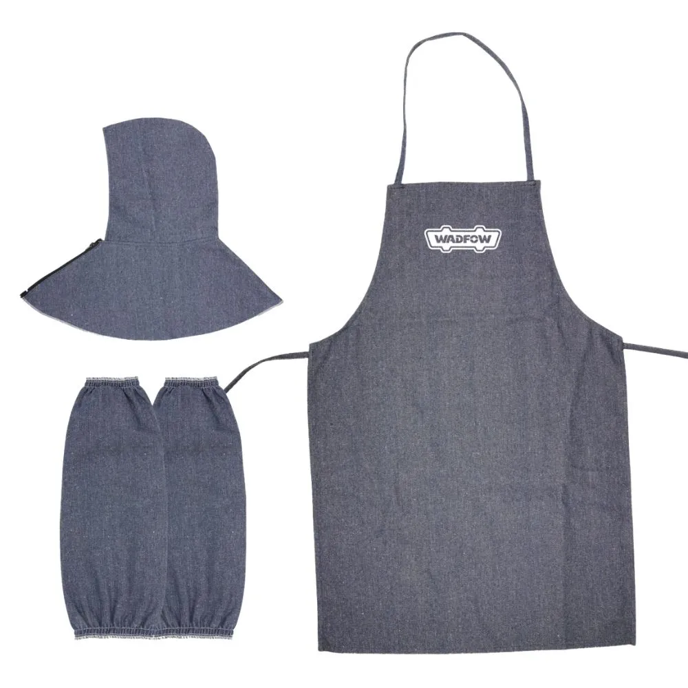 Wadfow - Denim Work Set Hat, Sleeves and Apron Pieces