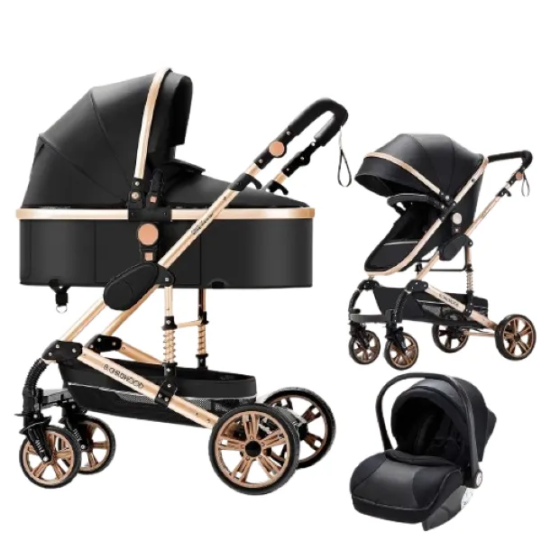 3 in 1 Premium Baby Pram / Stroller - Black