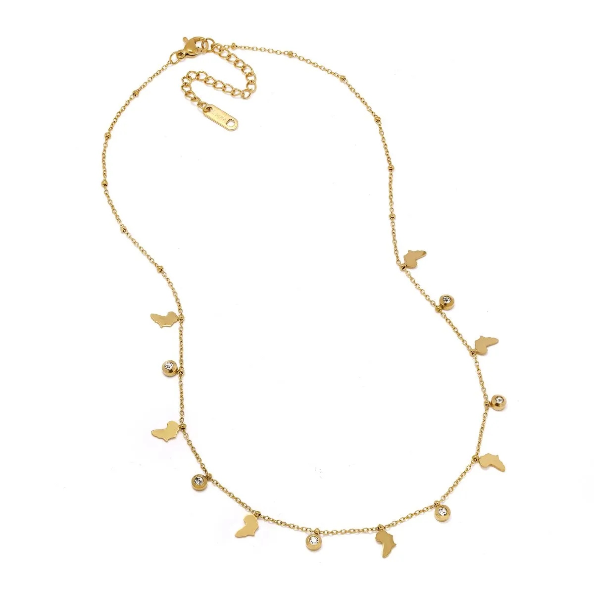 Lily & Rose Waterproof Africa & CZ Charm Stainless Steel Necklace