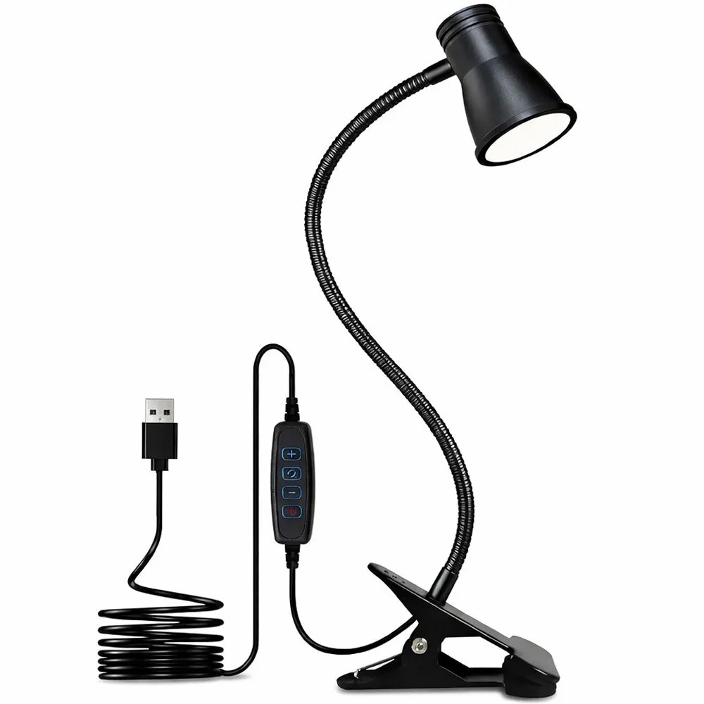 QYNIAL Clip On Reading Light with USB Dimmable Book Lamp Adjustable Neck