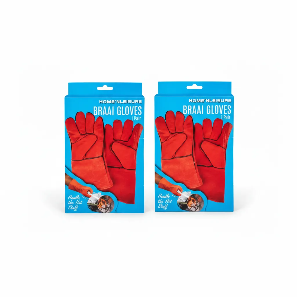Home n Leisure Leather BBQ Gloves - 34cm Pair in Gift Box - 2 Pack