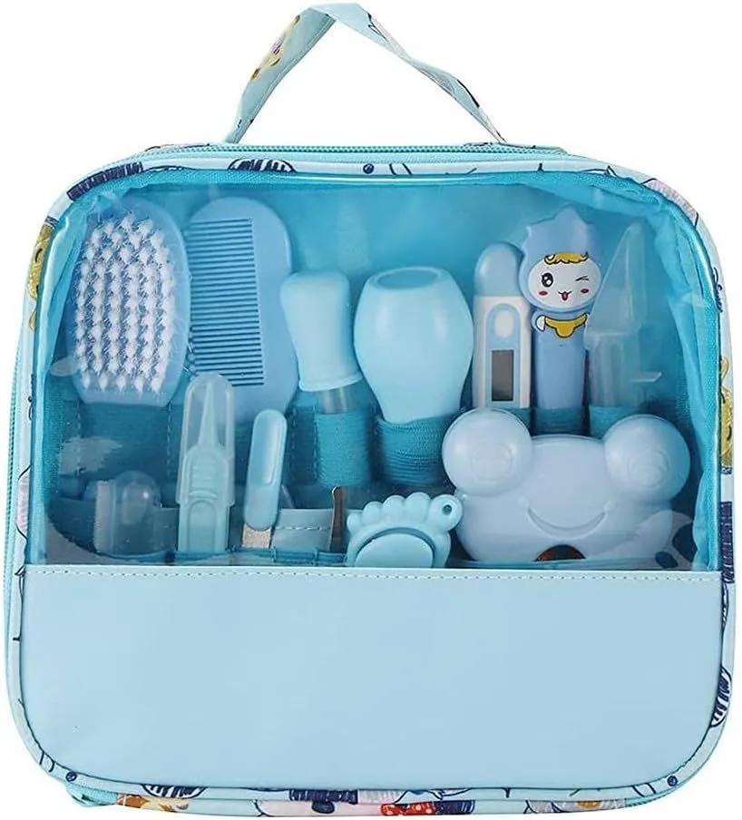 Baby Care Grooming Kit with Travel Bag - 13 Piece - Blue