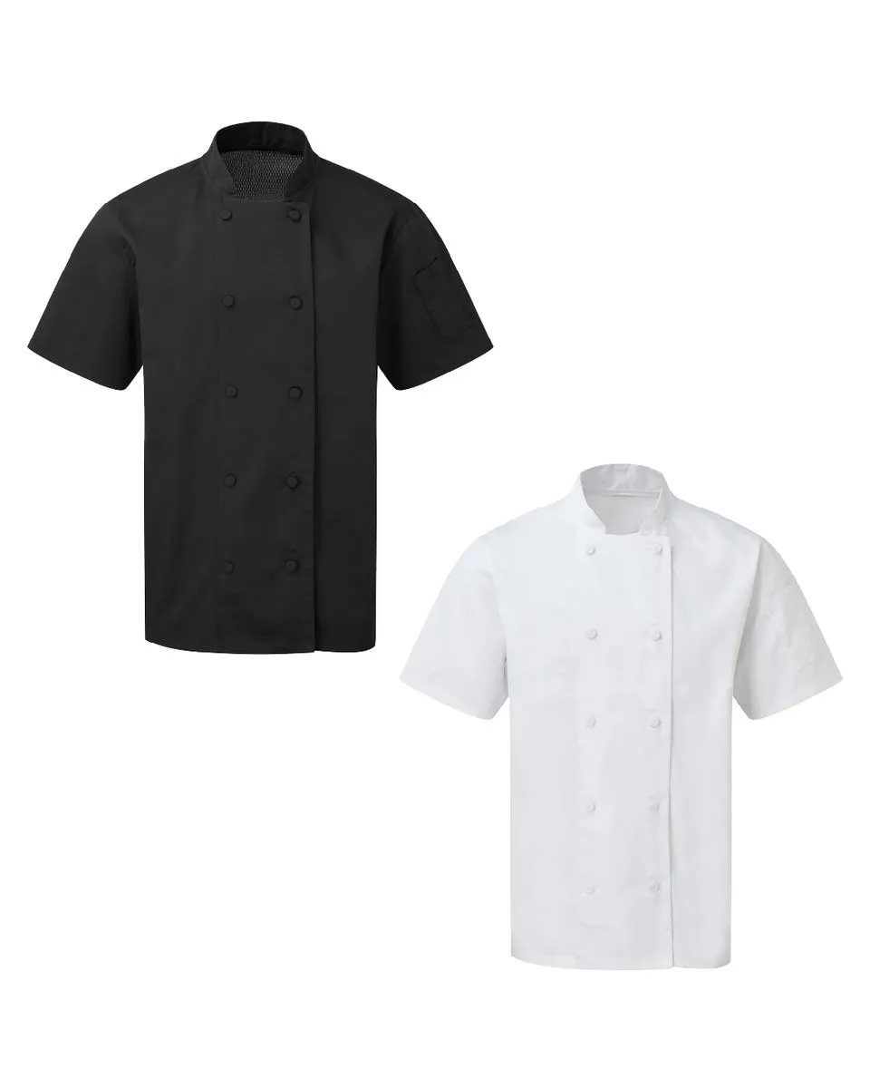 The Chef Collection - Cotton/Twill Chef Jacket - Black and White