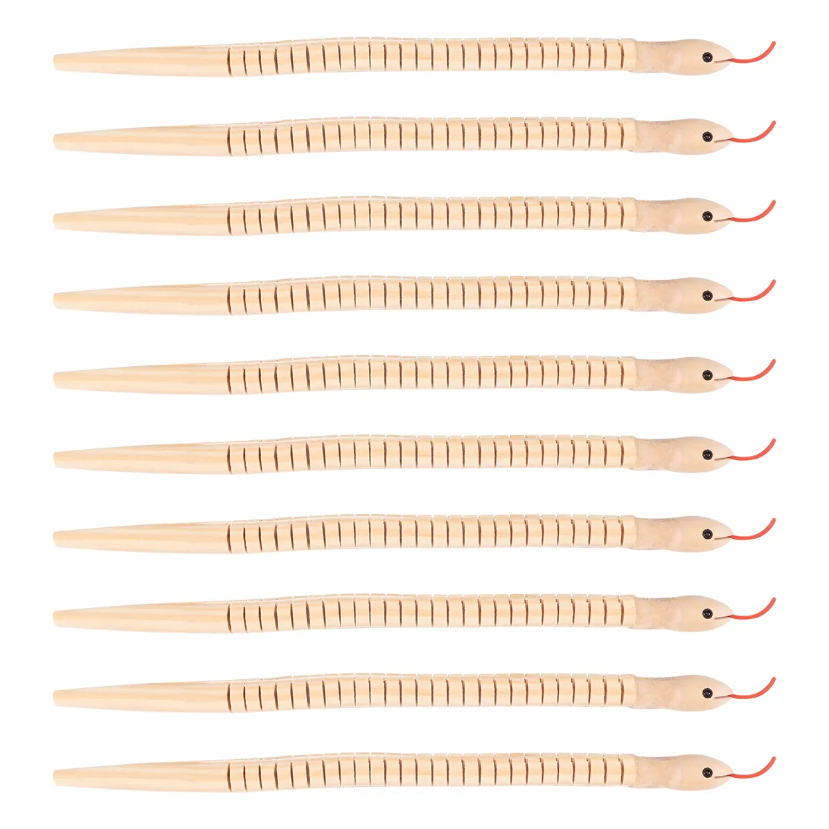 10Pcs 12 Inch Unfinished Wooden Wiggly Snakes Jointed Flexible Snake