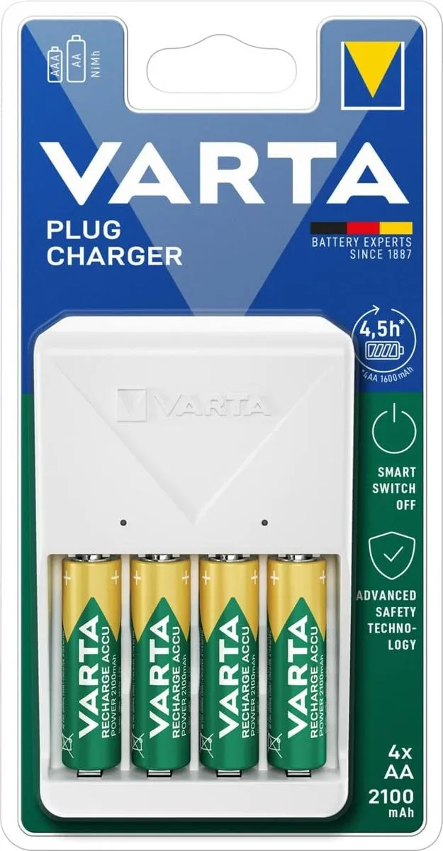 Varta Plug Battery Charger for NiMH Batteries (with 4 x AA batteries )
