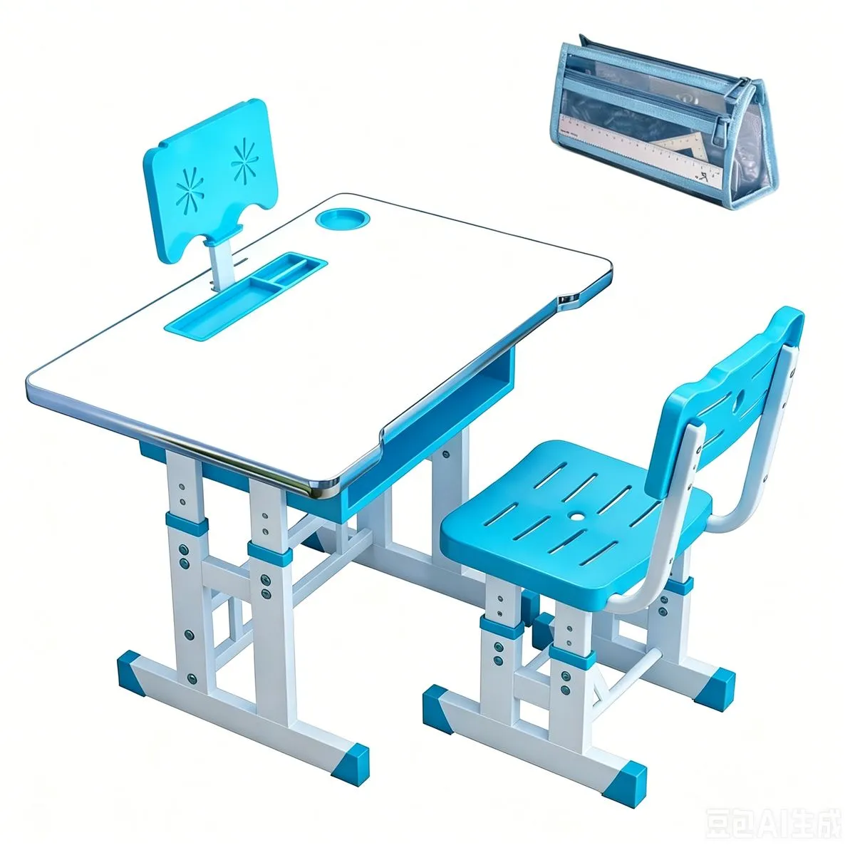 Adjustable Kids Desk and Chair - Cobbelux - Blue