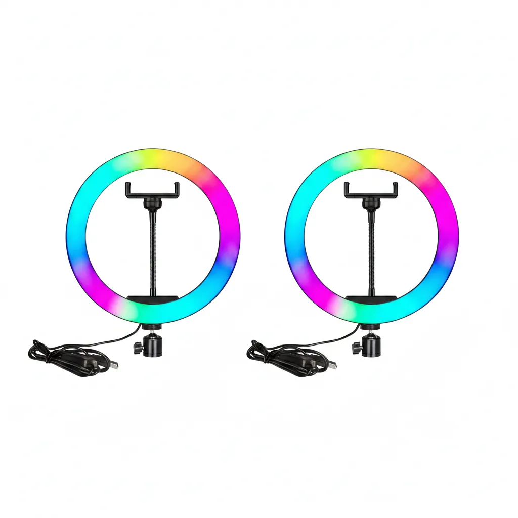 Nesty 12 Inch USB Powered RGB LED Ring Light for Selfies & Makeup - 2 Pack