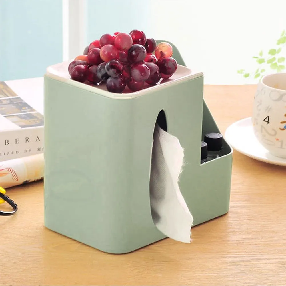 Multi Grid Storage Box Tissue Holder Organizer Remote Control Case Green