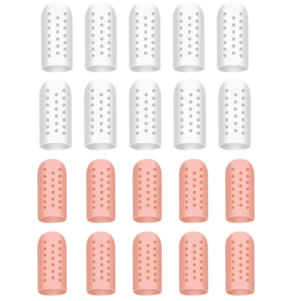 20 Pack Gel Finger Cots with Holes, Silicone Fingertip Caps