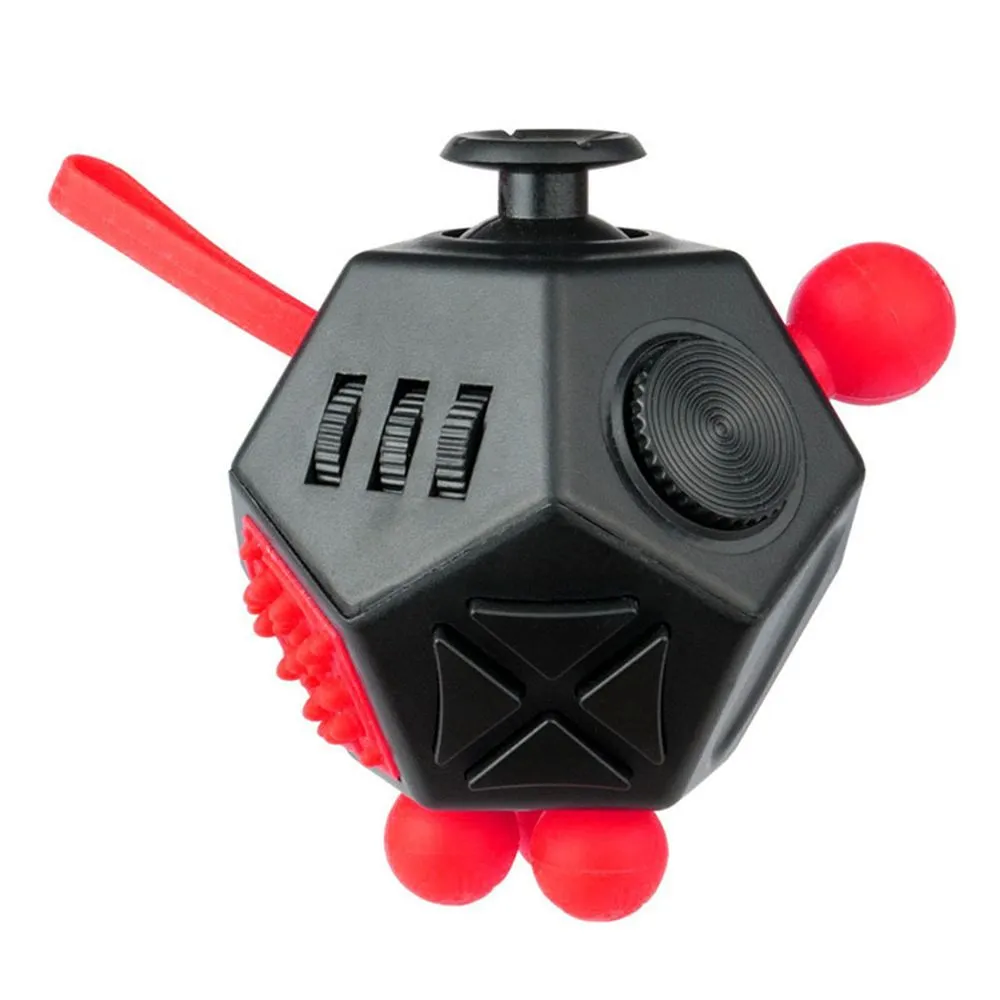 Creative 12 Sided Cube Dice Dodecagon Toys - Black & Red