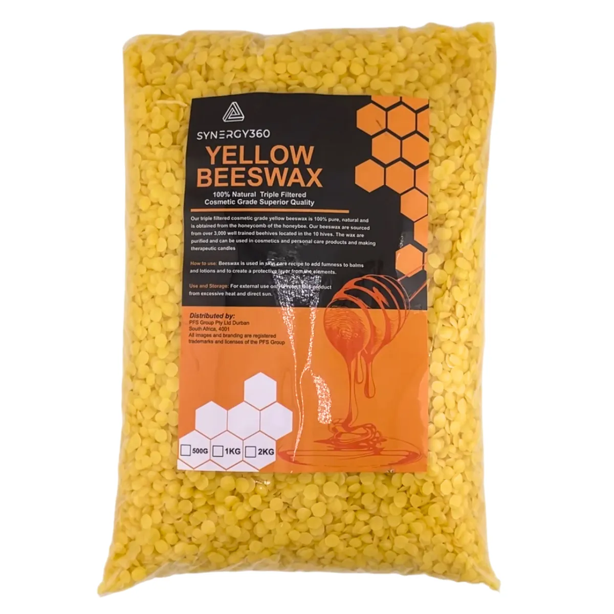 Synergy360 Pure Yellow Beeswax Pellets - Cosmetic Grade 500g
