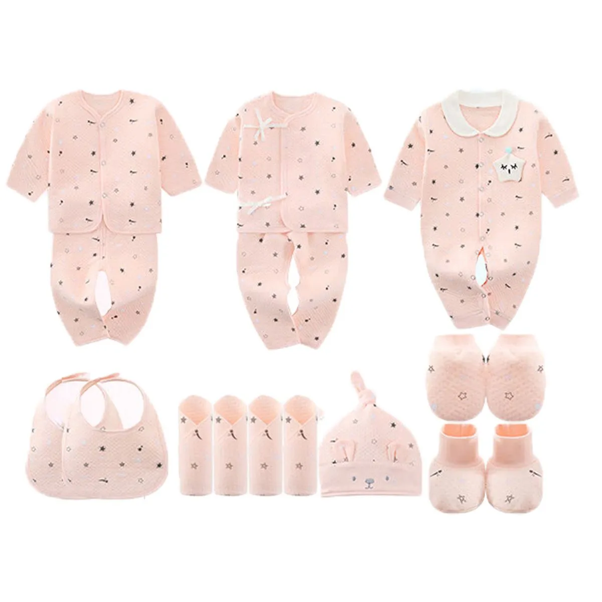 Newborn Clothing Gift Set, Clothing Set for Baby Girl and Boy, Blue/Pink - Pink