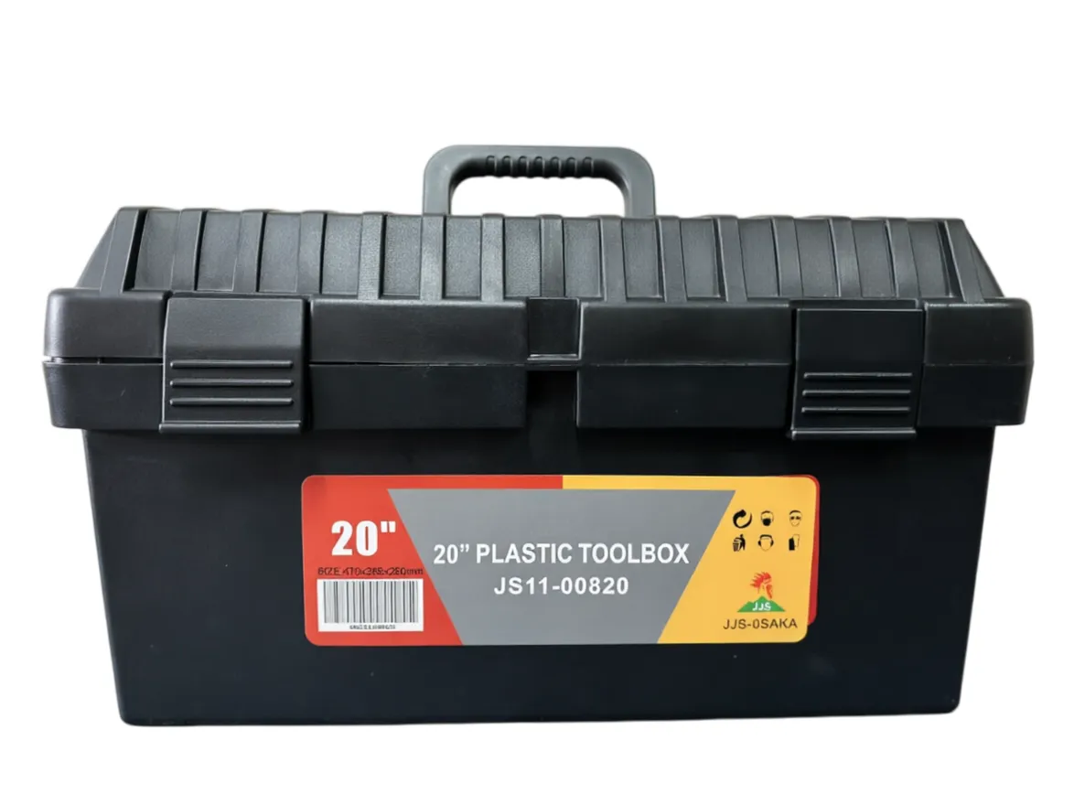 Osaka 20" JS11-00820 Black Heavy-Duty Plastic Tool Box with Tray