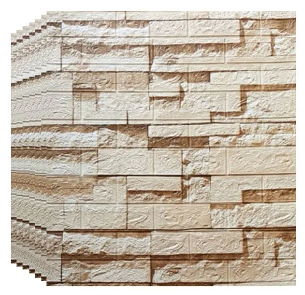 3D Gold/Beige Self Adhesive Wallpaper Waterproof P.E Foam