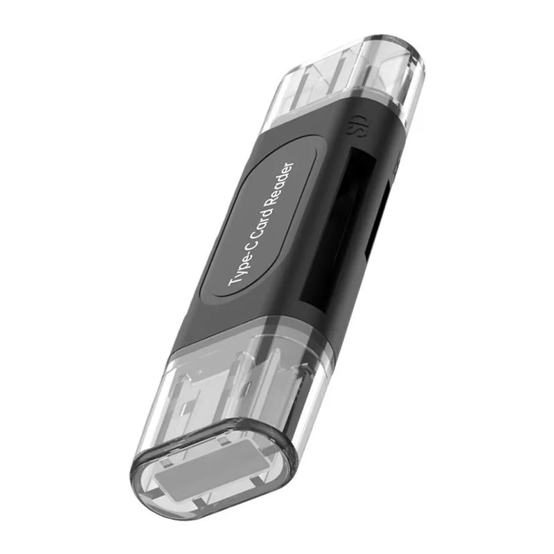 4-in-1 USB-C Card Reader Compatible with Memory Stick, Mini SD, TF Card - black