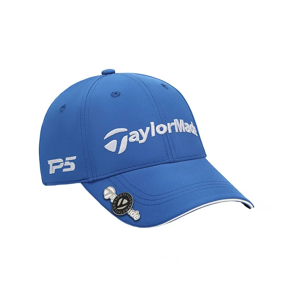 TaylorMade Premium Golf Cap With Ball Marker, Adjustable, Breathable. - Blue, Grey