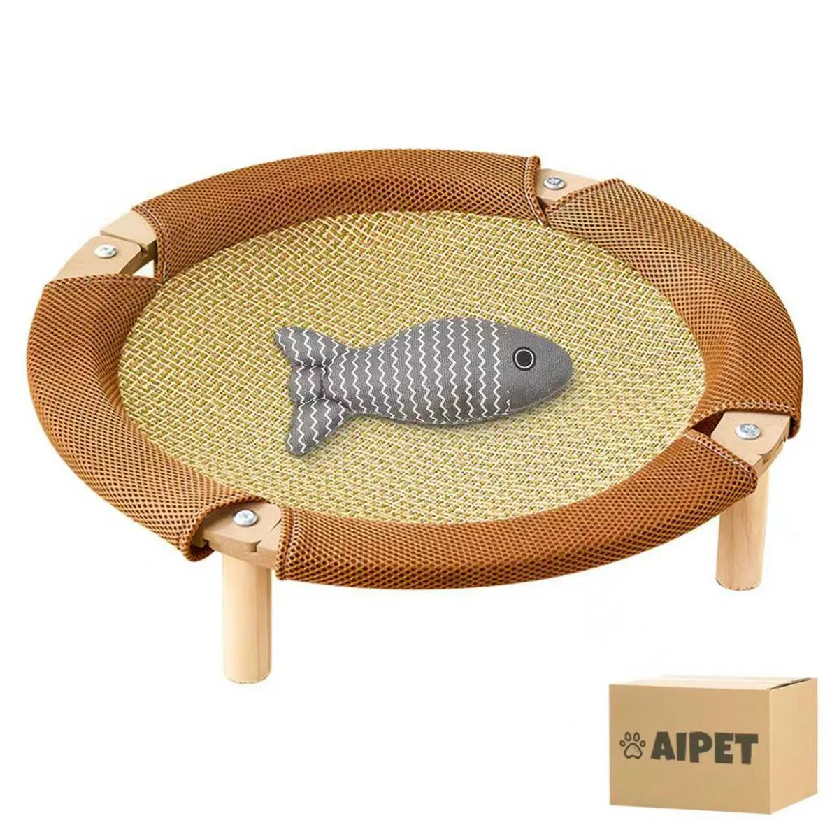 AIPET Oval Sunken Cat Bed Pet Round Elevated Breathable Bed