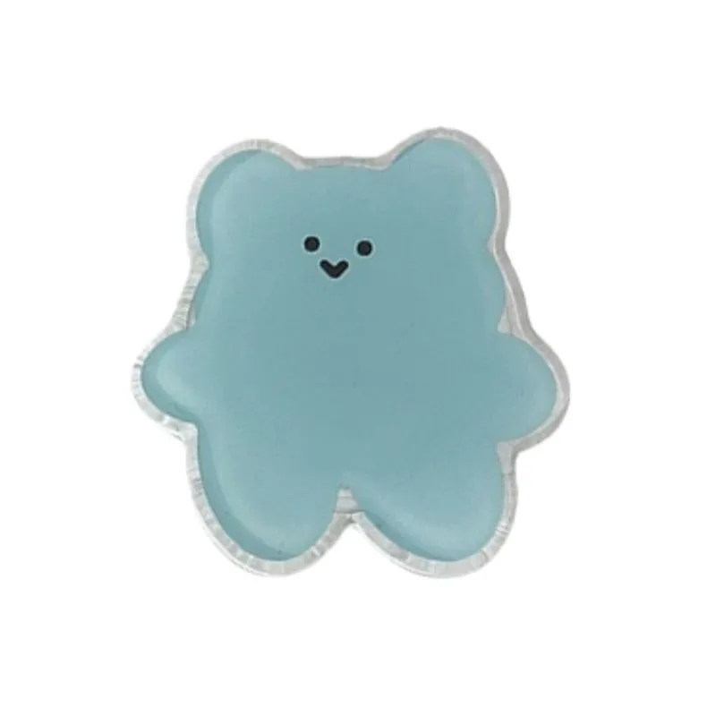 Acrylic Cartoon Bear Foldable Phone Grip Compatible with Smartphones - Blue