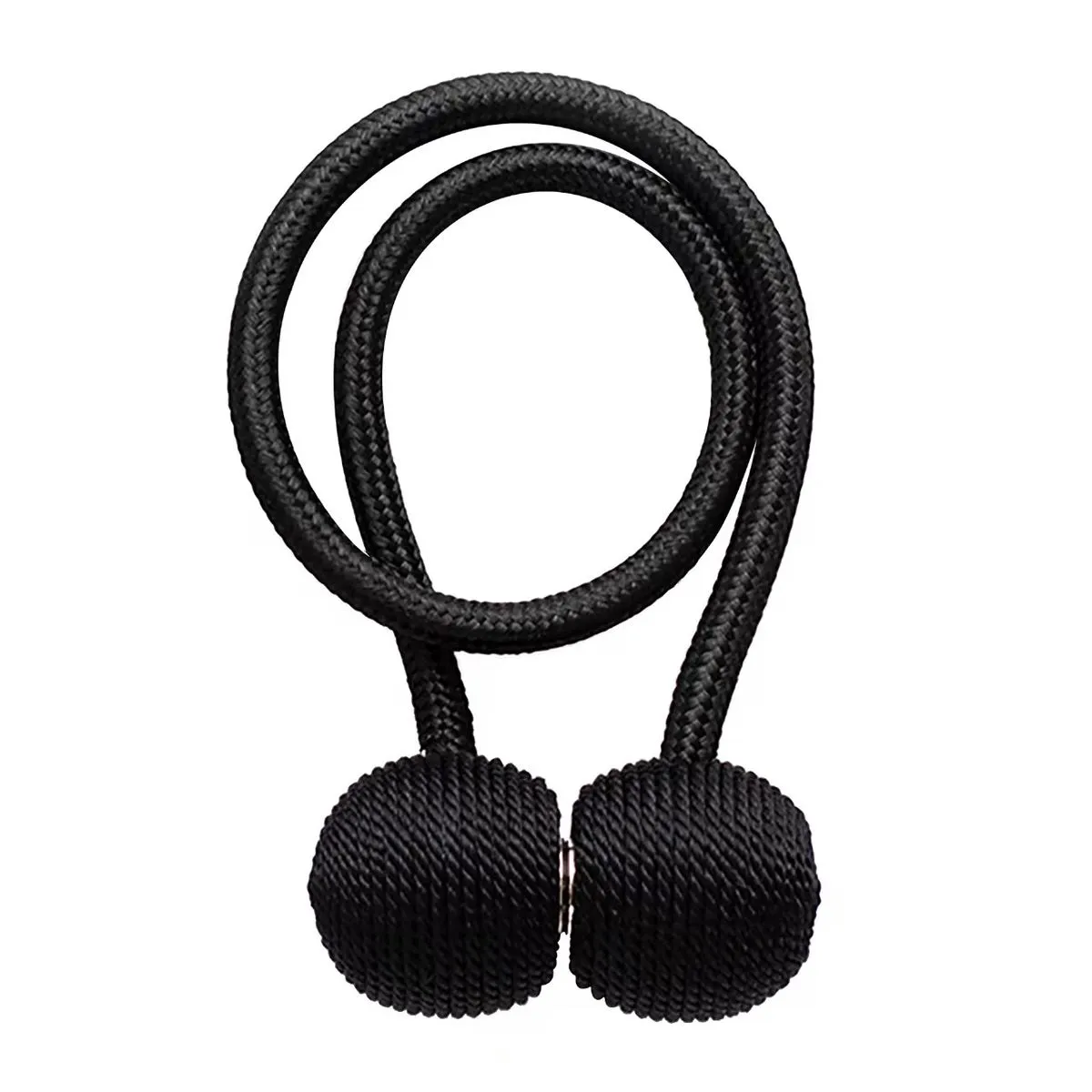 Magnetic Curtain Tiebacks - Set of 2, Silver - Black