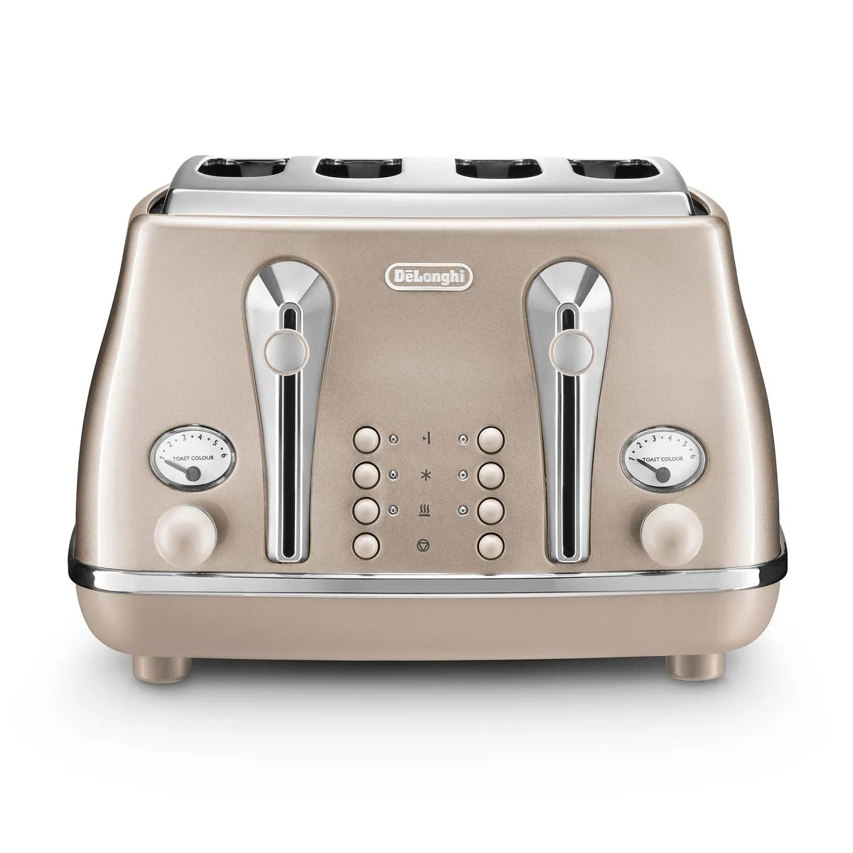 Delonghi - Icona Metallics 4 Slice Toaster with Browning Control - CTOT4003 - Beige