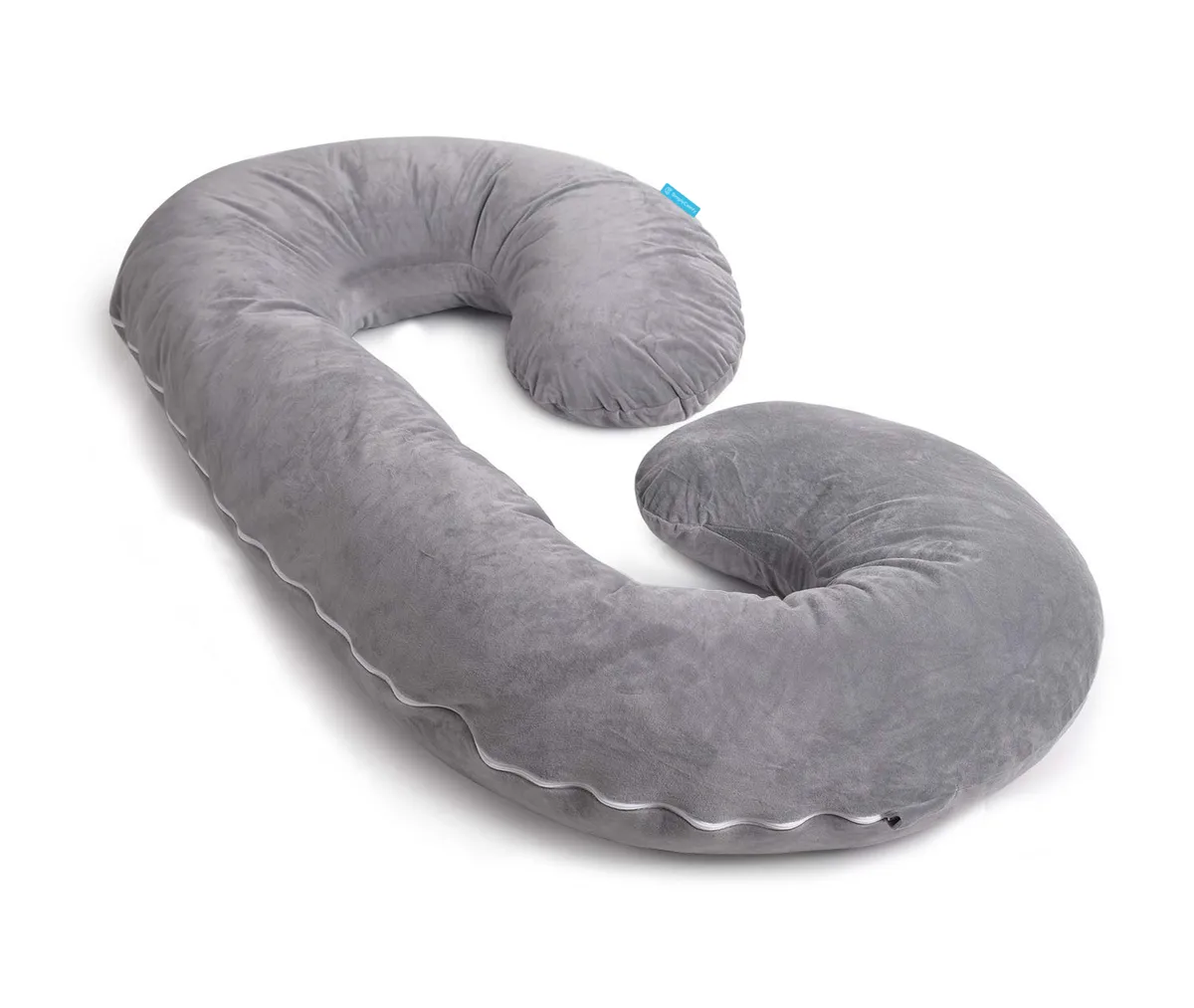 Simply Comfy Full Body Pregnancy Pillow Grey Velvet Cover
