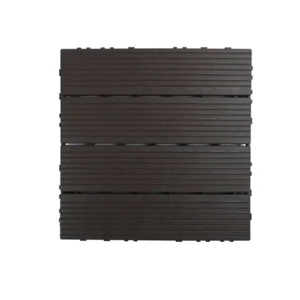Interlocking Flooring Tiles Waterproof PVC Brown Tiles (Pack of 6)
