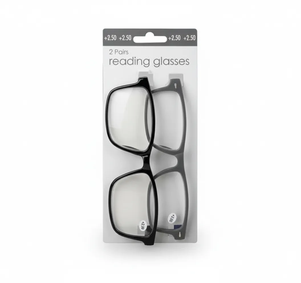 Reading Glasses +2.5 Diopters Twin Pack - Lightweight Durable - 2 Pack
