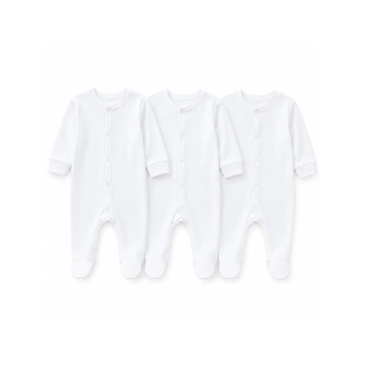 Footed Babygrow - White (3pack)