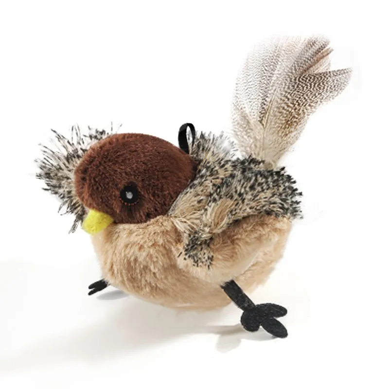 Touch-Activated Chirping Plush Bird Toy for Cats