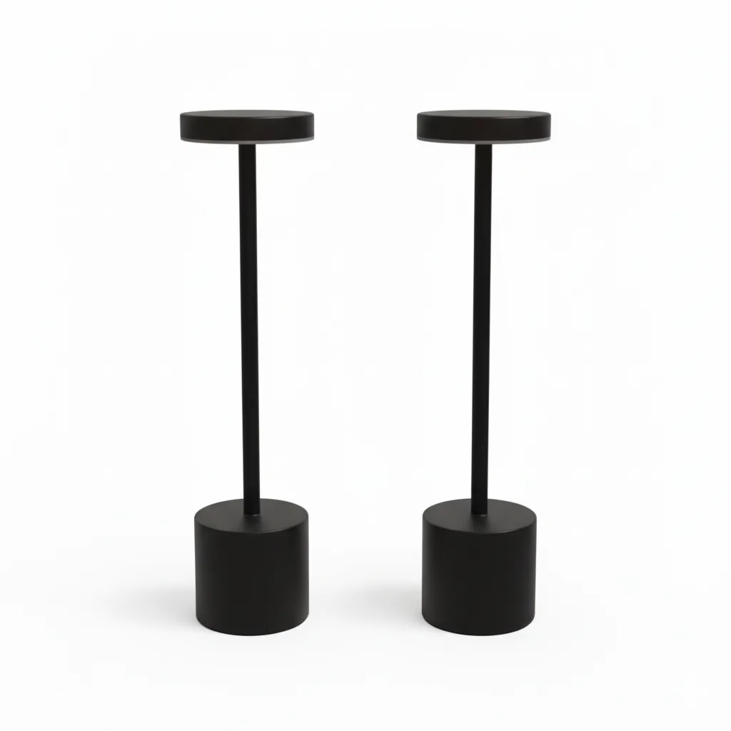 Modern LED Desk Lamp Combo - 2 Pack Rechargeable Lighting - Black
