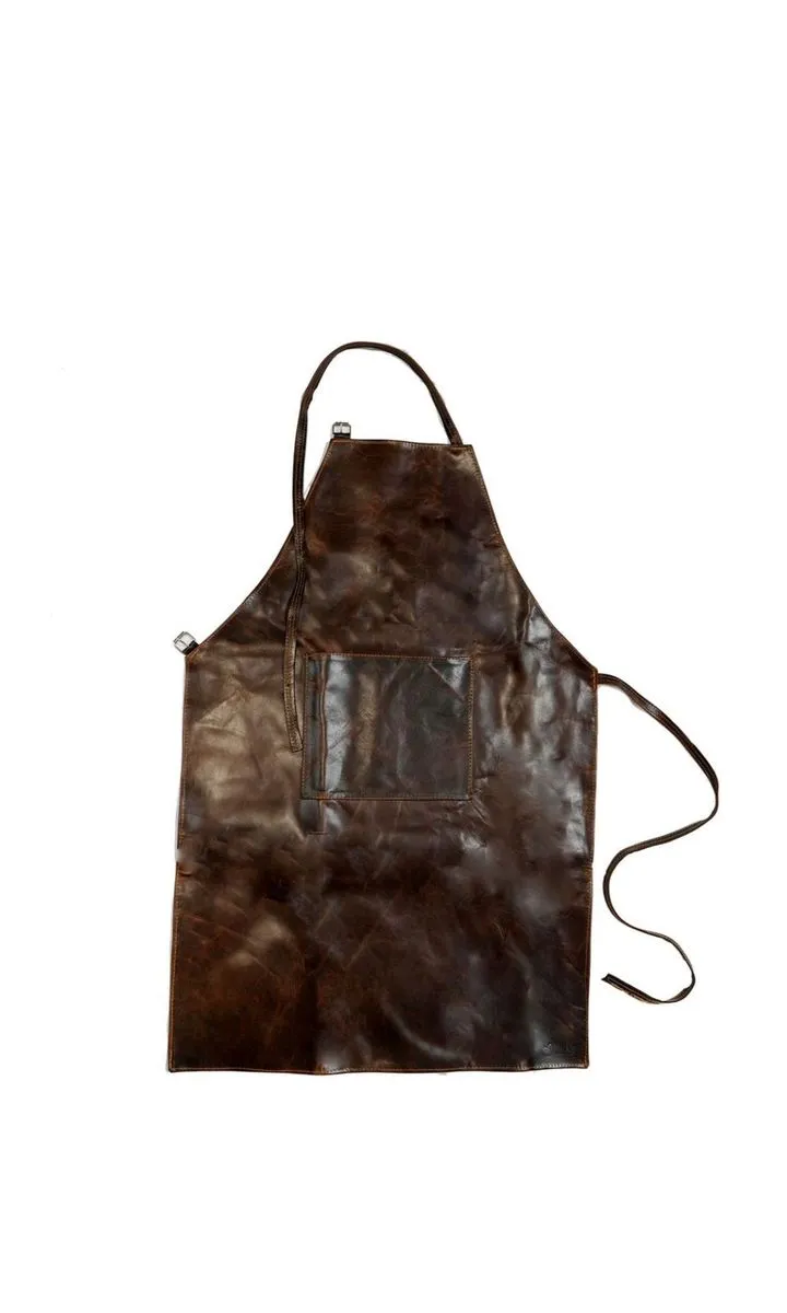 Genuine Leather Full-Size Apron - Dark Brown