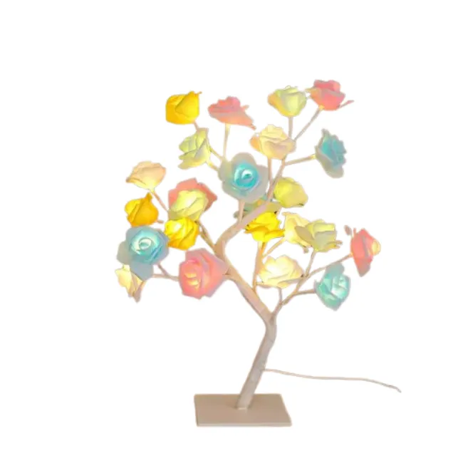 LED Colorful Rose Tree Night Light - Decorative Table Lamp