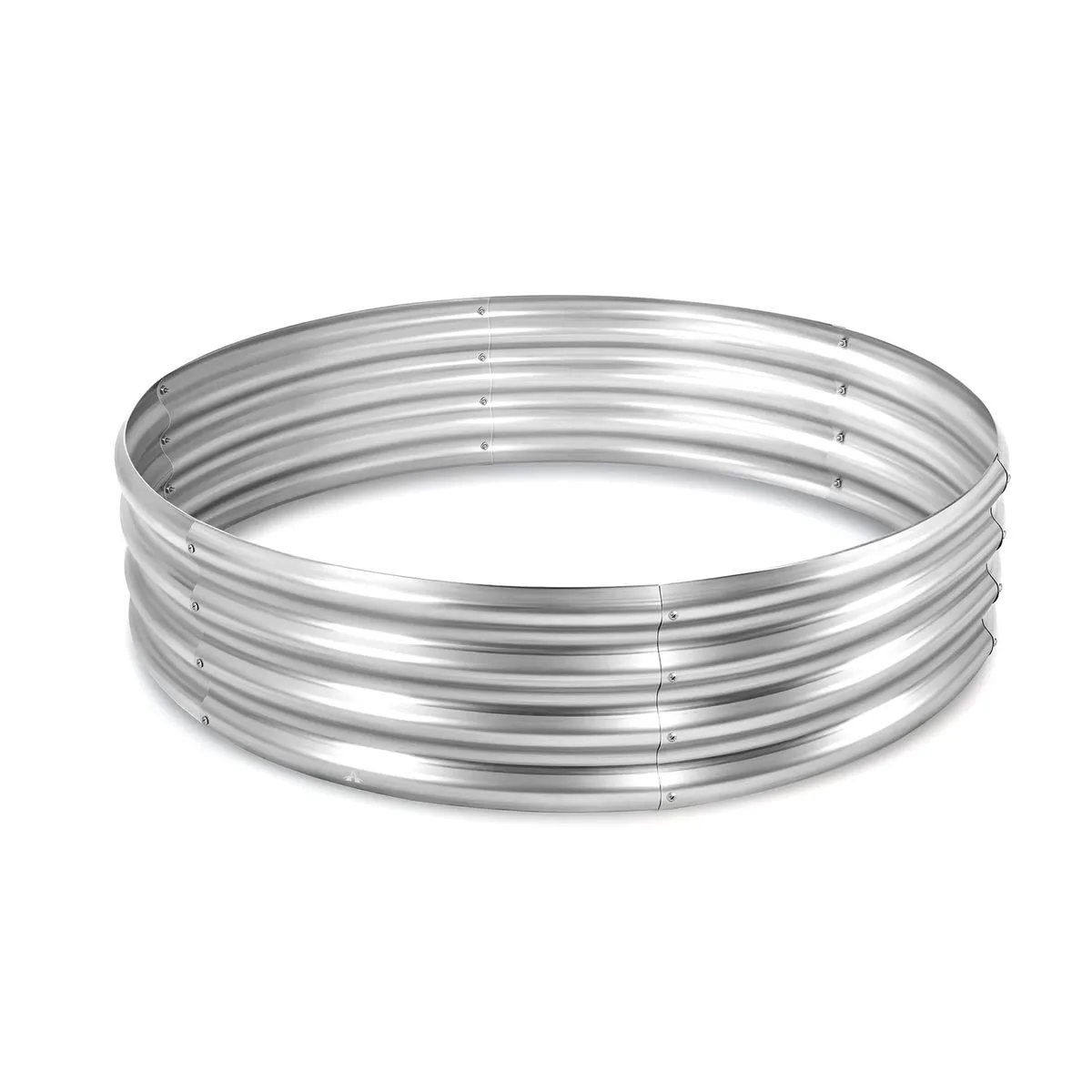 ALANES Round Galvanized Metal Raised Garden Bed Box-120x120x30cm