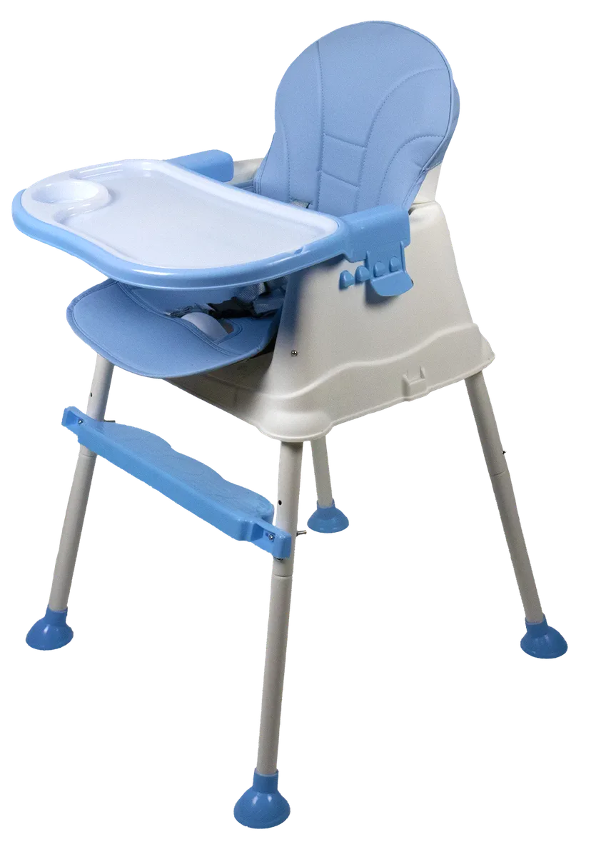 3 in 1 High Chair, Low Chair and Booster Seat with Removal Double Tray - Blue