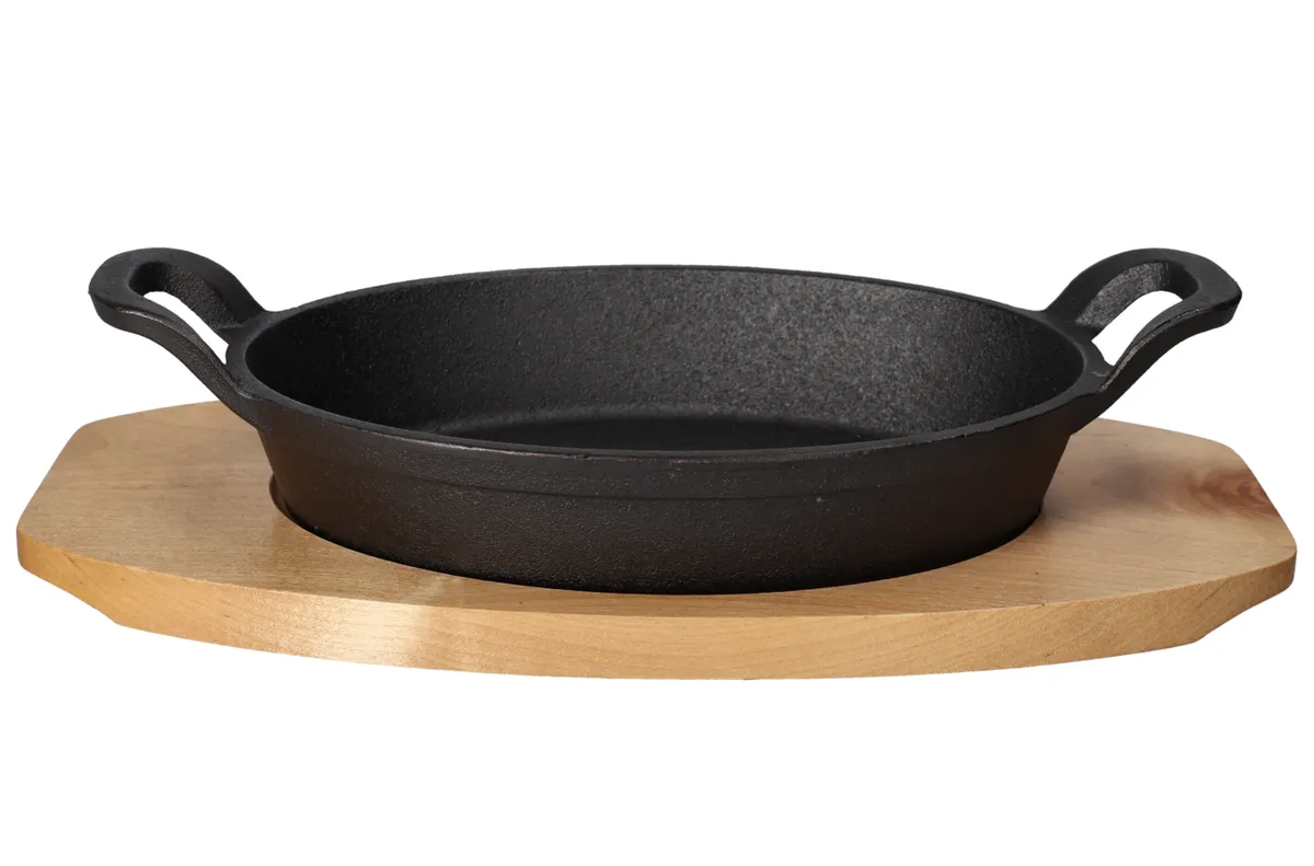Danny Home Cast Iron Griddle with Wooden Board - 22cm