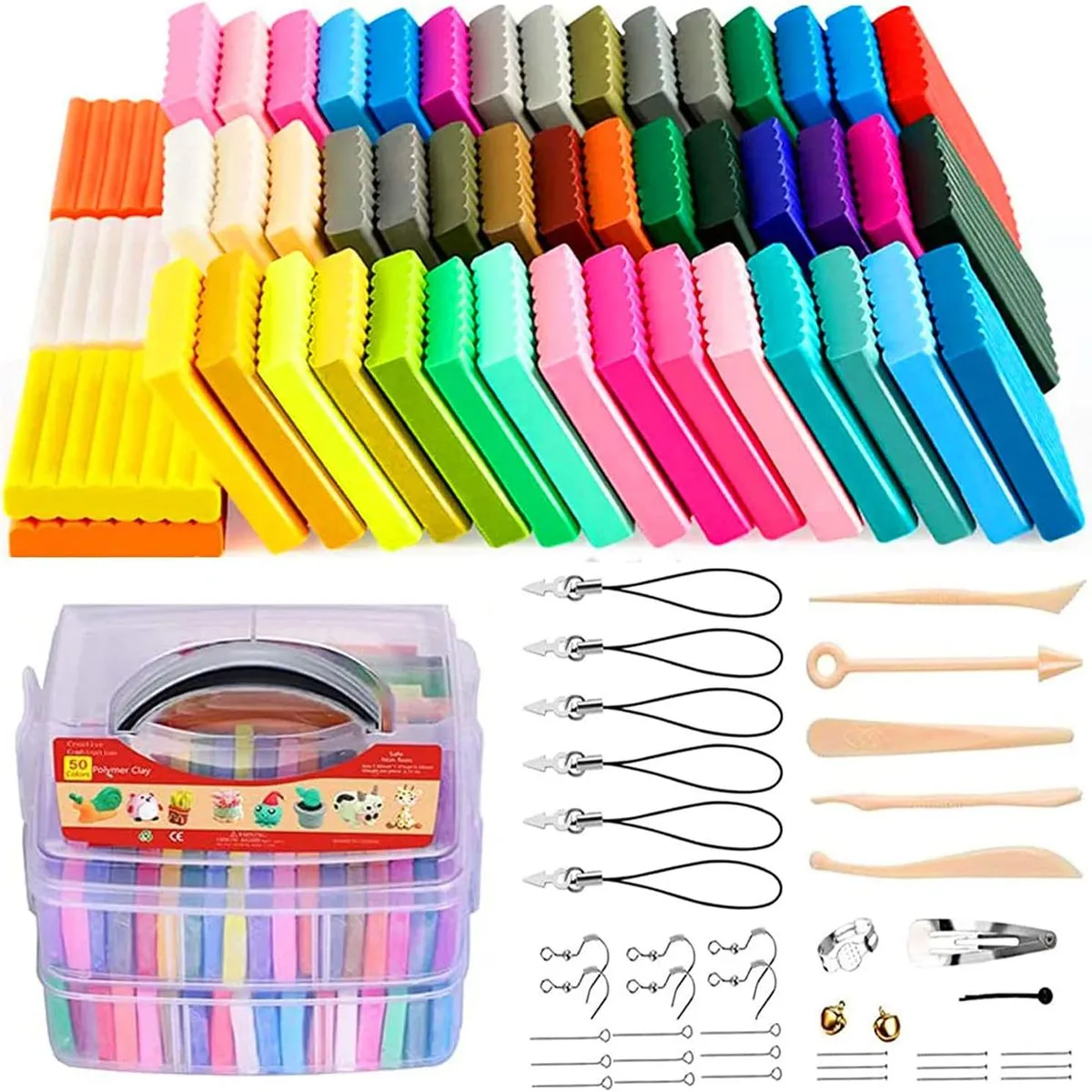 50 Colors DIY Magic Polymer Clay Kit With Storage Box,Air Dry Clay for Kids