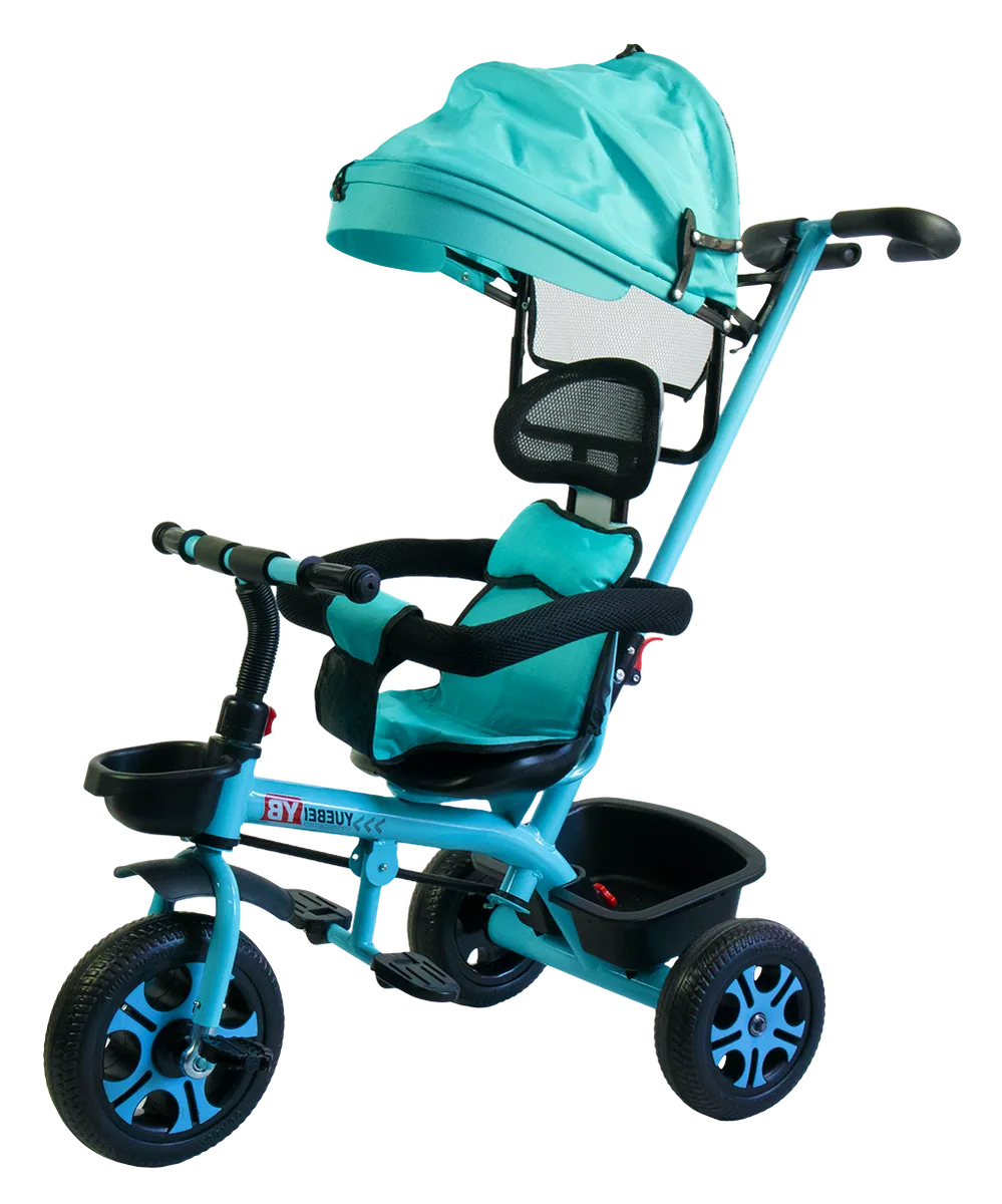 Baby Tricycle Stroller with Sun Shade, Push Bar, Safety Bar