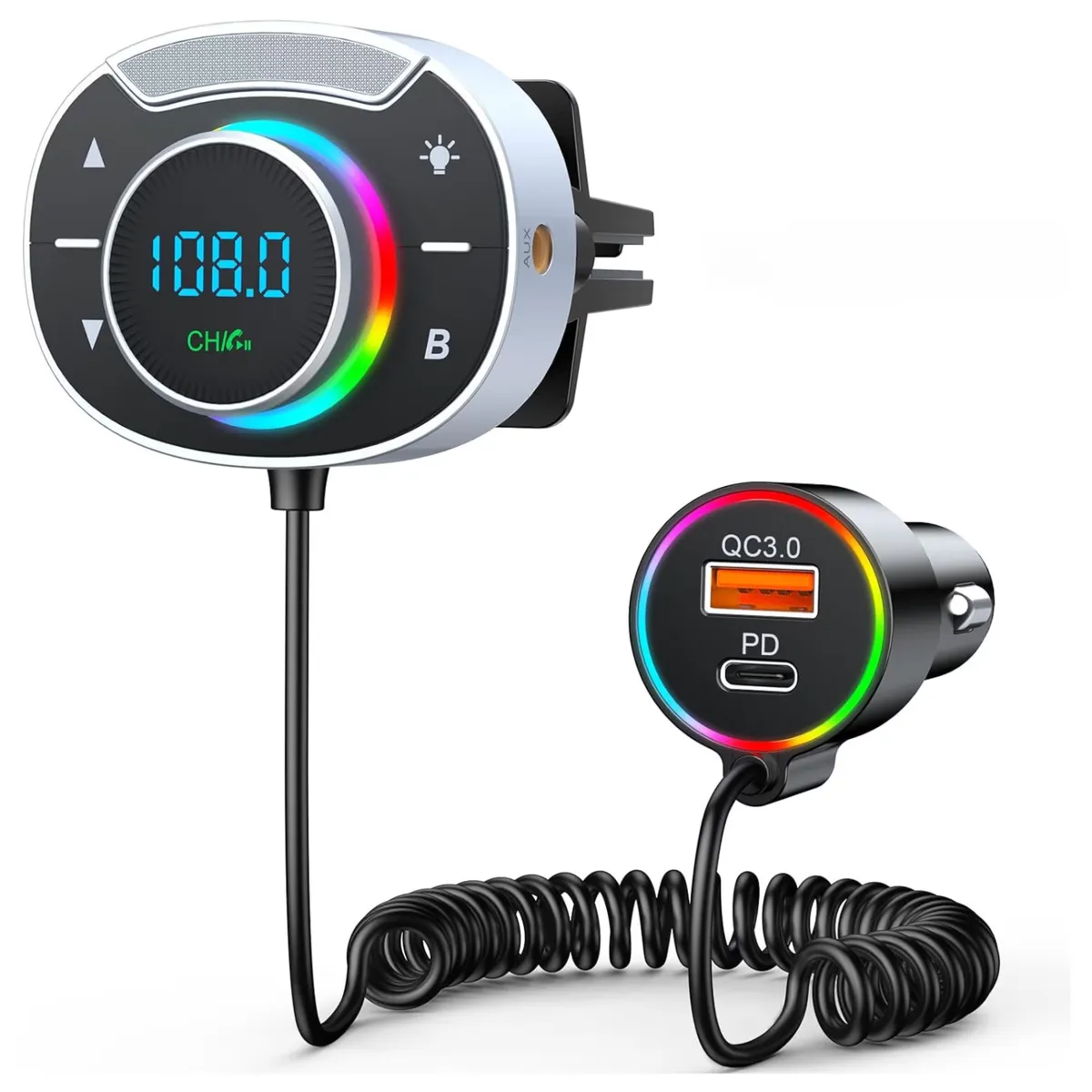 Car Fast Charger Bluetooth FM Transmitter USB AUX Micro SD Hands Free