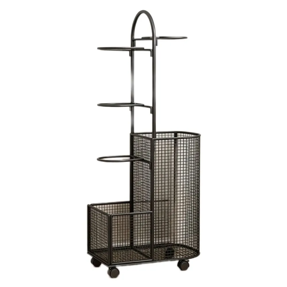 Sport Black Metal Basketball Storage Display Rack With Wheels - 102cm