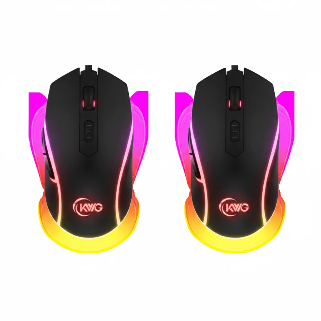 KWG Wired Optical Gaming Mouse with Multi-Color Lighting & 6 Keys - 2 Pack