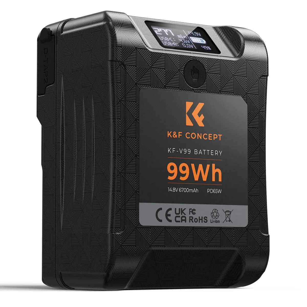 K&F Concept 6700mAh V-Lock V-Mount Battery - 99Wh - Supports 65W USB-C