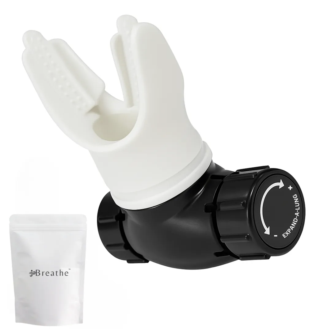iBreathe Portable Breathing Exerciser Lung Trainer - Dual-Adjust (White)
