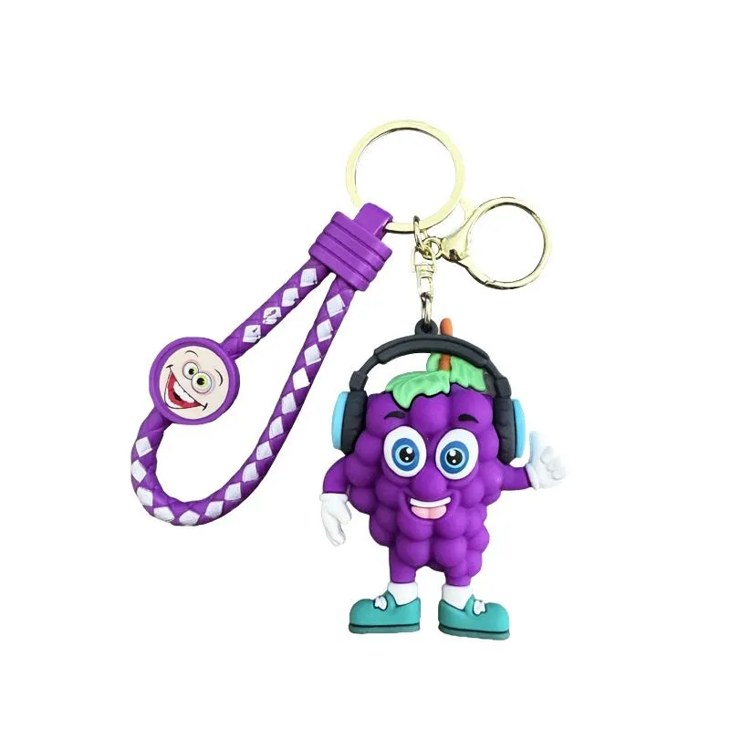 Cartoon Creative Musical Fruit - Grape Keychain Car Accessories