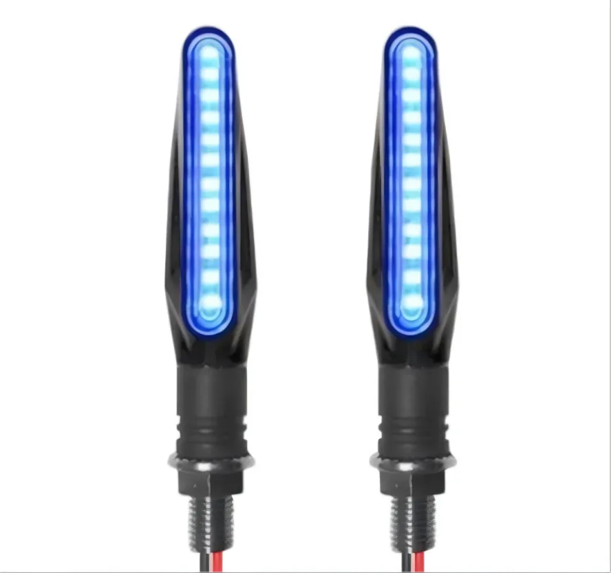 Motorcycle Universal LED Sequential Flashing Flow Turn Signal Lights Kit - Blue