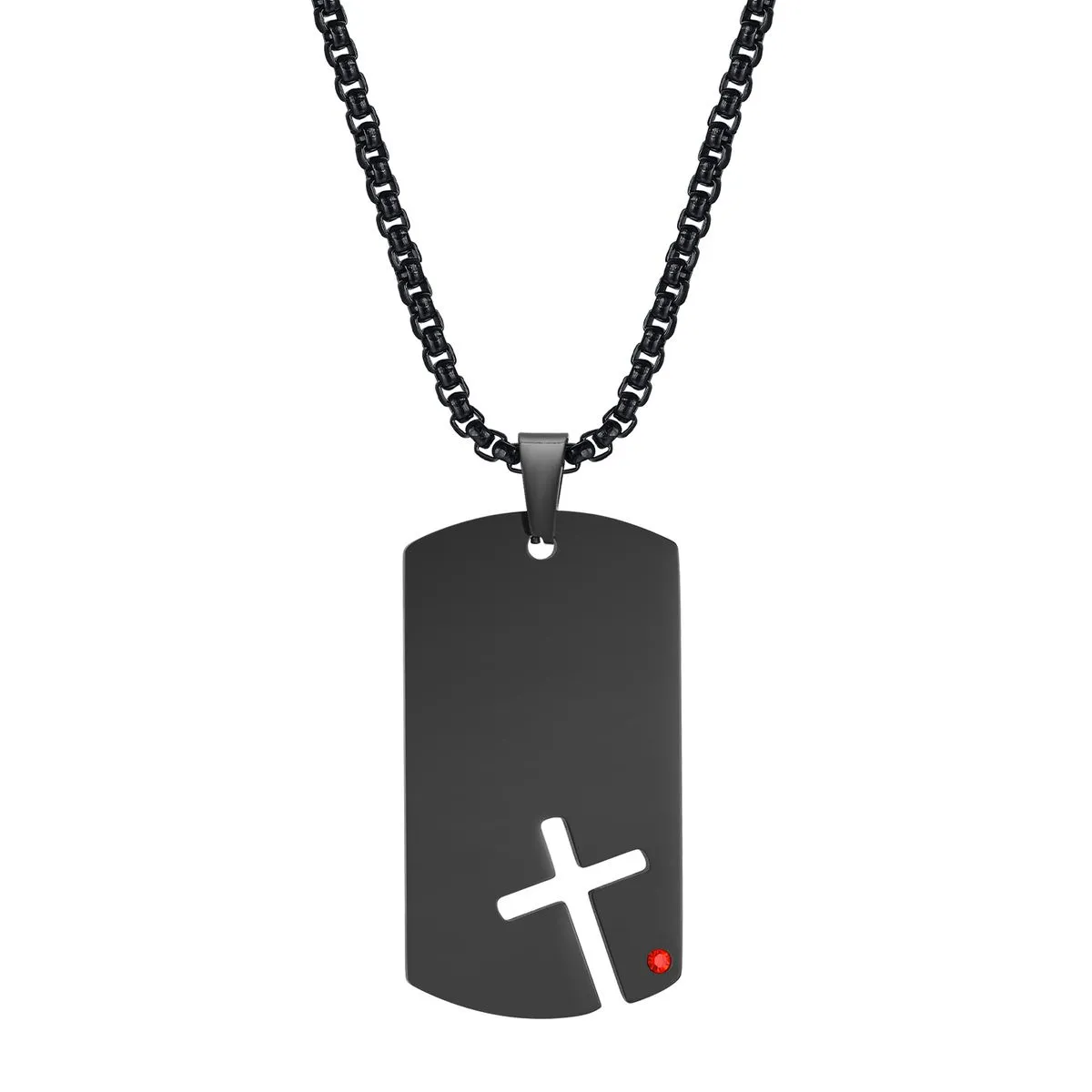 Men's Sidecross Dog Tag Necklace - Black
