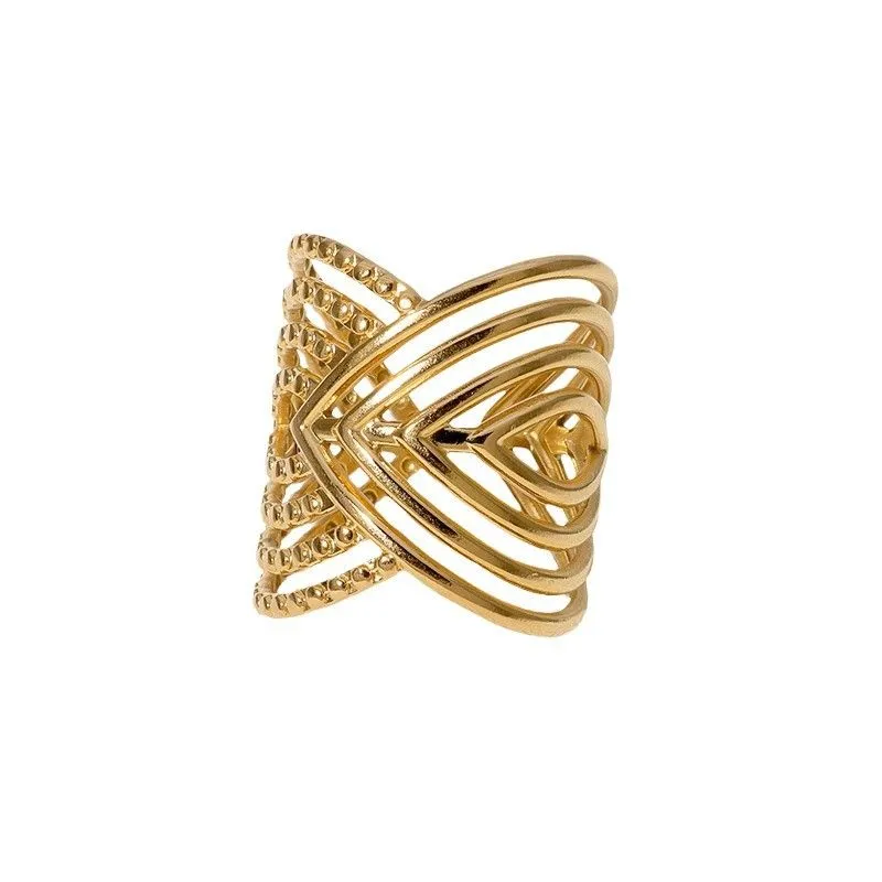 JR531 Gold Vintage Asymmetrical Stainless Steel Open Ring