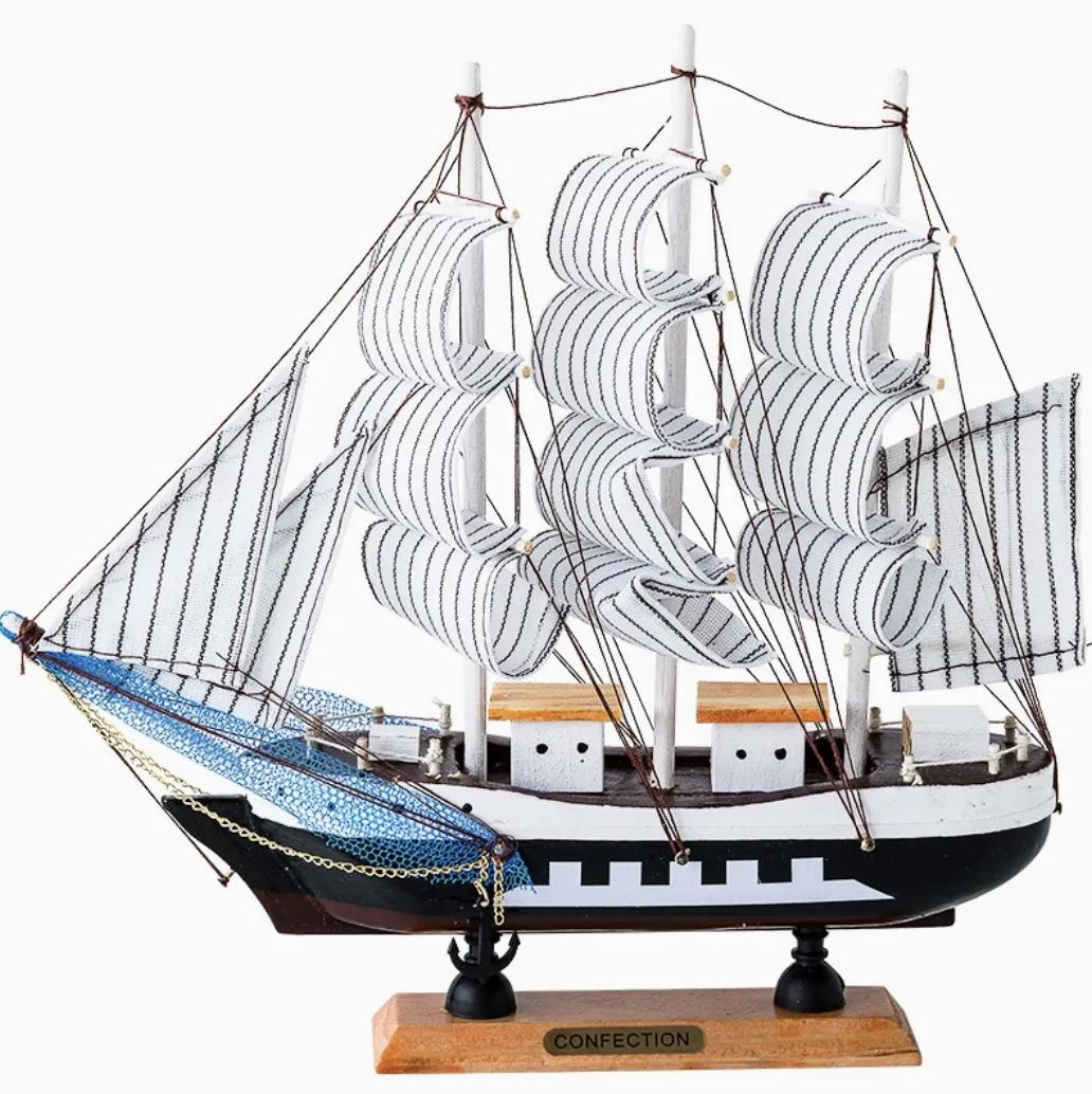 Wooden Smooth Sailing Sailboat Model Creative Ornament