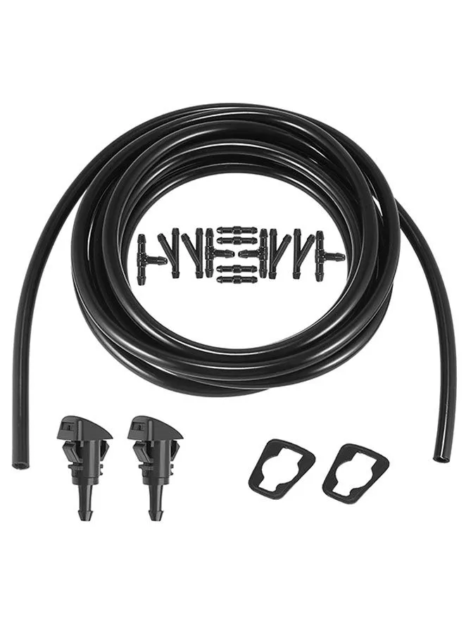 Windshield Washer Hose Kit, 5M Hose +12 Connectors +2 Fan Nozzles +2 Gasket
